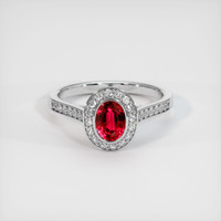 1.14 Ct. Pinkish Red Ruby Ring, 10K White Gold 1
