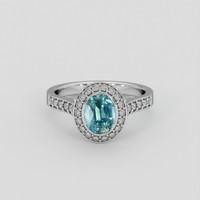 1.50 Ct. Greenish Blue Sapphire Ring, 18K White Gold 1