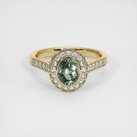 0.77 Ct. Green Sapphire Ring, 10K Yellow Gold 1