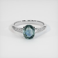 1.51 Ct. Greenish Blue Sapphire Ring, Platinum 950 1