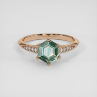 1.13 Ct. Bluish Green Sapphire Ring, 18K Rose Gold 1