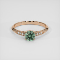 1.01 Ct. Bluish Green Sapphire Ring, 18K Rose Gold 1