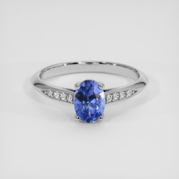 0.85 Ct. Blue Sapphire Ring, 14K White Gold 1