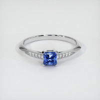0.40 Ct. Blue Sapphire Ring, 14K White Gold 1