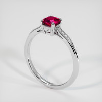 0.76 Ct. Pinkish Red Ruby Ring, 14K White Gold 2