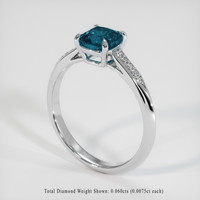 1.37 Ct. Greenish Blue Sapphire Ring, 14K White Gold 2