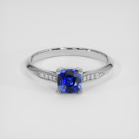 0.65 Ct. Blue Sapphire Ring, 14K White Gold 1