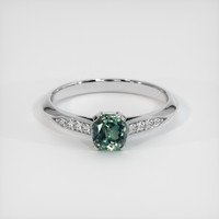 0.86 Ct. Bluish Green Sapphire Ring, 14K White Gold 1