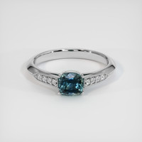 0.94 Ct. Greenish Blue Sapphire Ring, 14K White Gold 1
