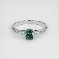 0.84 Ct. Greenish Blue Sapphire Ring, 14K White Gold 1