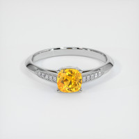 1.12 Ct. Orangish Yellow Sapphire Ring, 14K White Gold 1