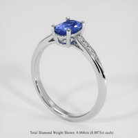0.85 Ct. Blue Sapphire Ring, 18K White Gold 2