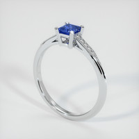 0.40 Ct. Blue Sapphire Ring, 18K White Gold 2