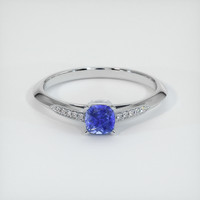 0.69 Ct. Blue Sapphire Ring, 18K White Gold 1