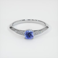 0.67 Ct. Blue Sapphire Ring, 18K White Gold 1