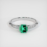 0.43 Ct. Emerald Ring, 18K White Gold 1