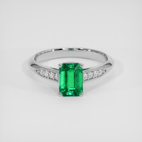 1.06 Ct. Emerald Ring, 18K White Gold 1