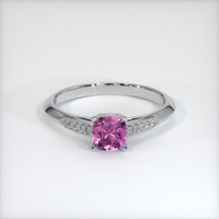 0.73 Ct. Pinkish Purple Sapphire Ring, 18K White Gold 1