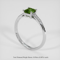 1.00 Ct. Green Sapphire Ring, 18K White Gold 2