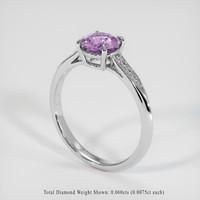 0.99 Ct. Pinkish Purple Sapphire Ring, 18K White Gold 2