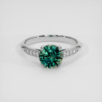 1.47 Ct. Bluish Green Sapphire Ring, 18K White Gold 1