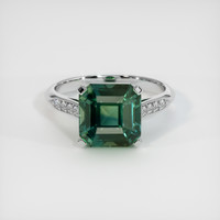 5.64 Ct. Greenish Blue Sapphire Ring, 18K White Gold 1