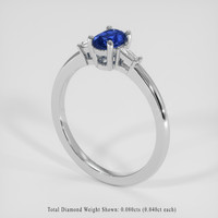 0.65 Ct. Blue Sapphire Ring, 18K White Gold 2