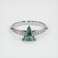 0.93 Ct. Bluish Green Sapphire Ring, 18K White Gold 1