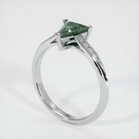 0.93 Ct. Bluish Green Sapphire Ring, 18K White Gold 2