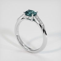 0.99 Ct. Greenish Blue Sapphire Ring, 18K White Gold 2