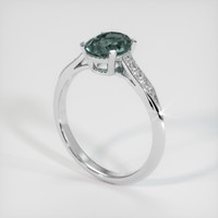 1.51 Ct. Greenish Blue Sapphire Ring, 18K White Gold 2