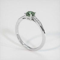 0.75 Ct. Bluish Green Sapphire Ring, 18K White Gold 2