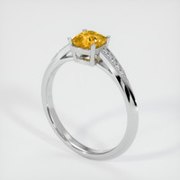 1.12 Ct. Orangish Yellow Sapphire Ring, 18K White Gold 2