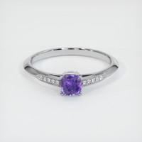 0.66 Ct. Violet Sapphire Ring, 18K White Gold 1