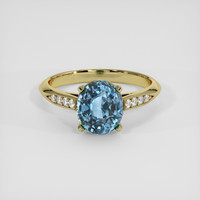 2.89 Ct. Greenish Blue Sapphire Ring, 10K Yellow Gold 1
