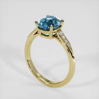 2.89 Ct. Greenish Blue Sapphire Ring, 10K Yellow Gold 2
