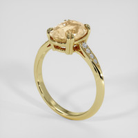 3.34 Ct. Peach Sapphire Ring, 14K Yellow Gold 2
