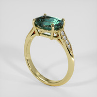 4.04 Ct. Bluish Green Sapphire Ring, 14K Yellow Gold 2