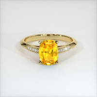 1.29 Ct. Yellowish Orange Sapphire Ring, 14K Yellow Gold 1
