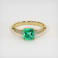 1.09 Ct. Emerald Ring, 18K Yellow Gold 1