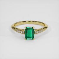 1.10 Ct. Emerald Ring, 18K Yellow Gold 1
