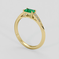 0.29 Ct. Emerald Ring, 18K Yellow Gold 2