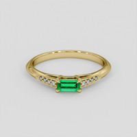 0.20 Ct. Emerald Ring, 18K Yellow Gold 1