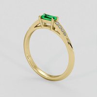 0.20 Ct. Emerald Ring, 18K Yellow Gold 2