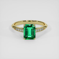 1.52 Ct. Emerald Ring, 18K Yellow Gold 1