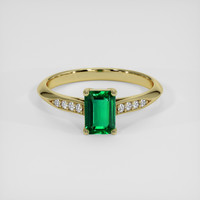 0.91 Ct. Emerald Ring, 18K Yellow Gold 1
