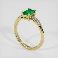 0.91 Ct. Emerald Ring, 18K Yellow Gold 2