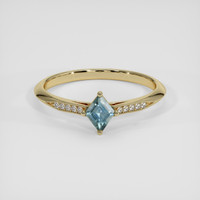 0.36 Ct. Greenish Blue Sapphire Ring, 18K Yellow Gold 1