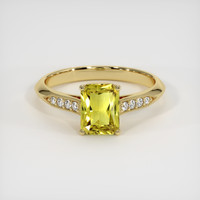 1.62 Ct. Greenish Yellow Sapphire Ring, 18K Yellow Gold 1