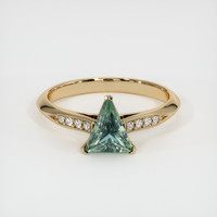 0.93 Ct. Bluish Green Sapphire Ring, 18K Yellow Gold 1